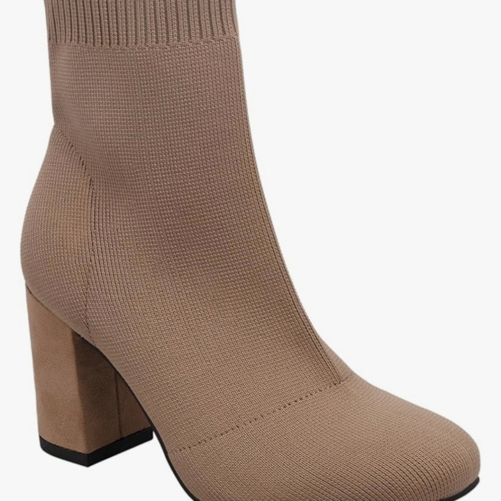 MIA ERIKA STRETCH KNIT ANKLE BOOTS COLOR OATMEAL SIZE US 6M